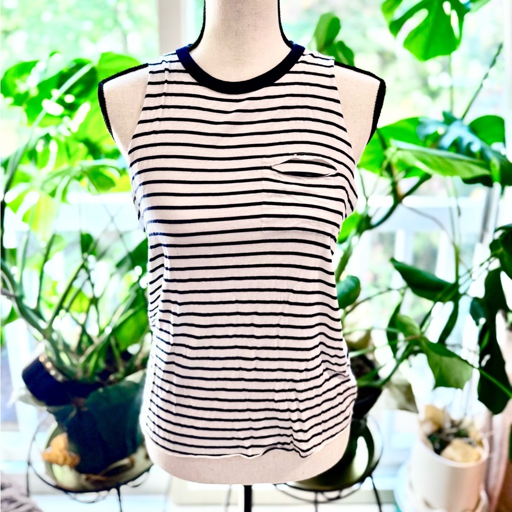 Project Social T Black and White Striped Tank Top